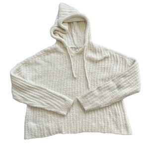 Cloud Chaser White Textured Knit Hoodie Sweater Size S